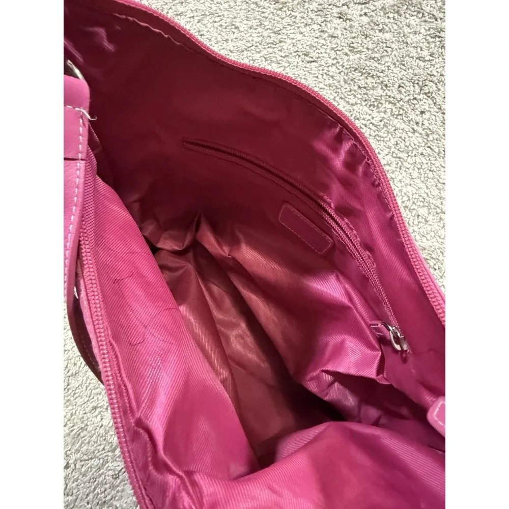 Lauren Ralph Lauren Fuchsia‎ Leather Hobo Shoulder Handbag Barbie Y2K Party Rich